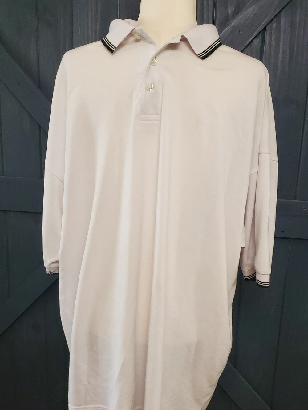George White Polo with Black Striped Collar